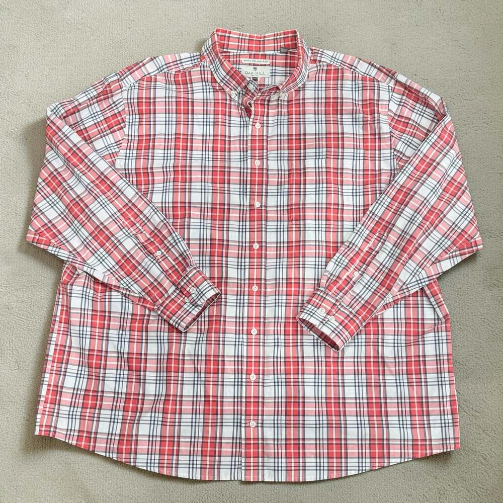 Oak Hill Men's Plaid Long Sleeve Button-Down Shirt, Size 2XL